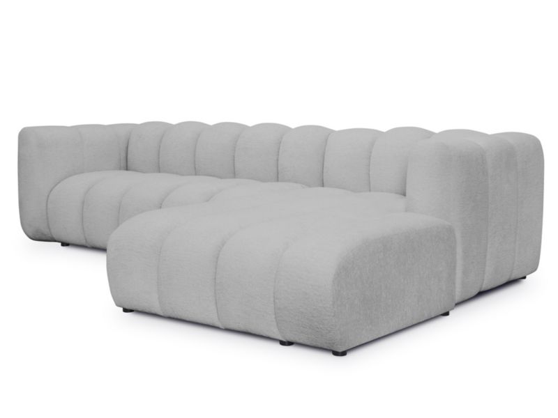 Narożnik prawostronny LaMiaSofa NAPOLI z tkaniny szenilowej 258x179 cm jasny szary 1 szt.