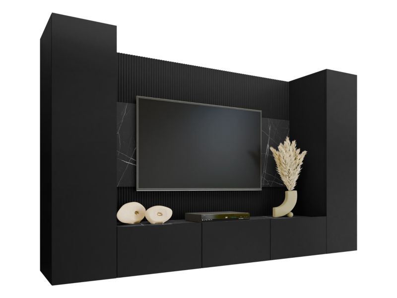 Meblościanka MIRJAN 24 Deromi V czarny + czarny marmur 1 kpl.