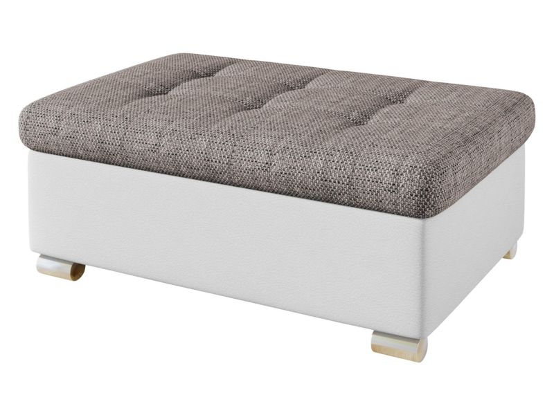 Pufa MIRJAN 24 Niko Duża biała ekoskóra/ciemnobeżowa plecionka 1 szt.