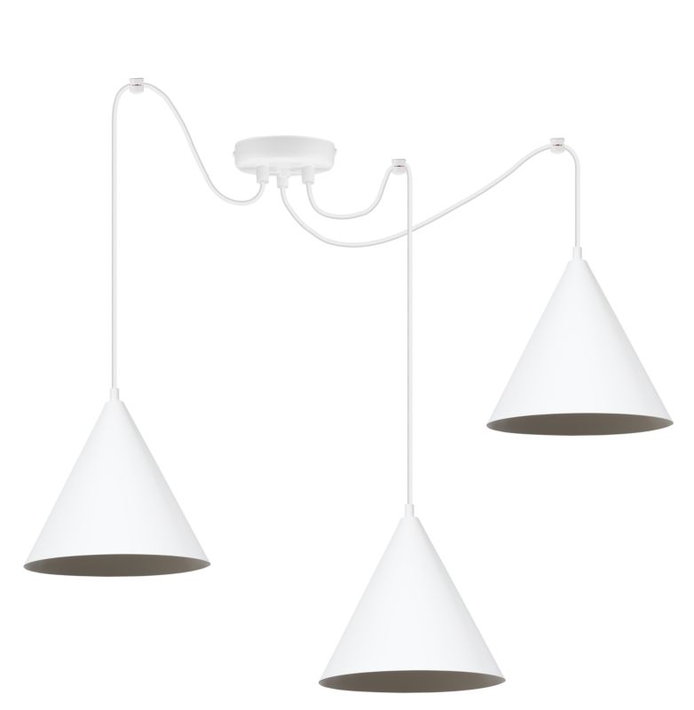 Lampa sufitowa wisząca Light Home LH Pająk Soho 3x E27 60W klosz 25cm biały 1szt.