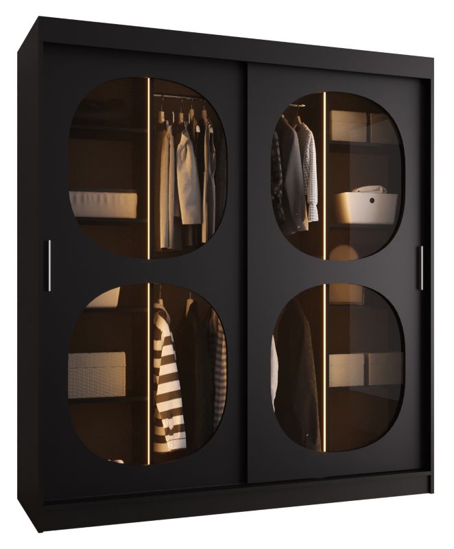 Szafa przesuwna z lustrem Garderoba Abiks BAHRAJN 2 180 czarny + LED 1 szt.