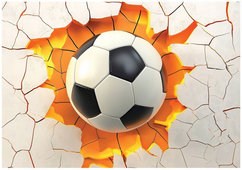 Fototapeta Piłka Nożna 3D Dla Dzieci Chłopca WALLARENA 300x210 cm Tapeta Do Pokoju Dziecka Na Flizelinie 1 szt.