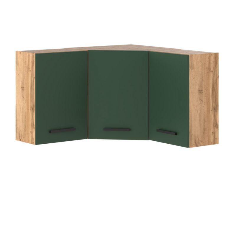 Szafka Kuchenna Hurtownia-Mebli Wisząca Narożna Blanka górna narożna 90cm Dąb Wotan Butelkowa Zieleń 90x30x60 cm 1szt.