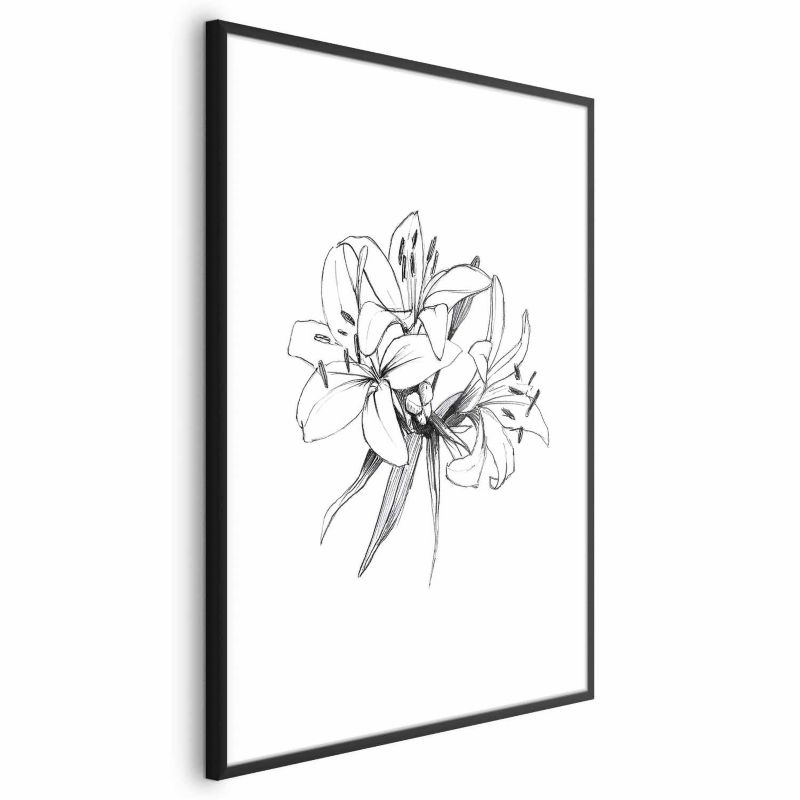 Plakat Artgeist Rysowane kwiaty 40x60 cm z ramą czarną 1 szt