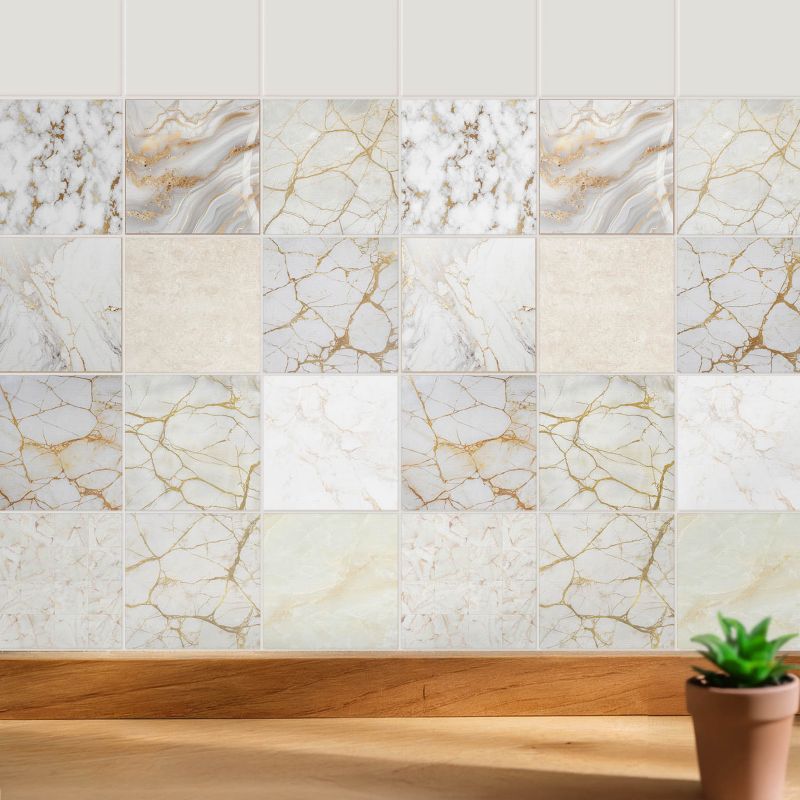 Naklejki na płytki Wallfluent 20x20 cm Elegancka mozaika marmurowa szybka renowacja 24 szt.