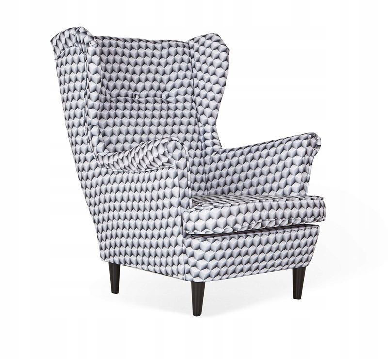 Fotel uszak do salonu Family Meble ARI PRINT czarno biały 1szt