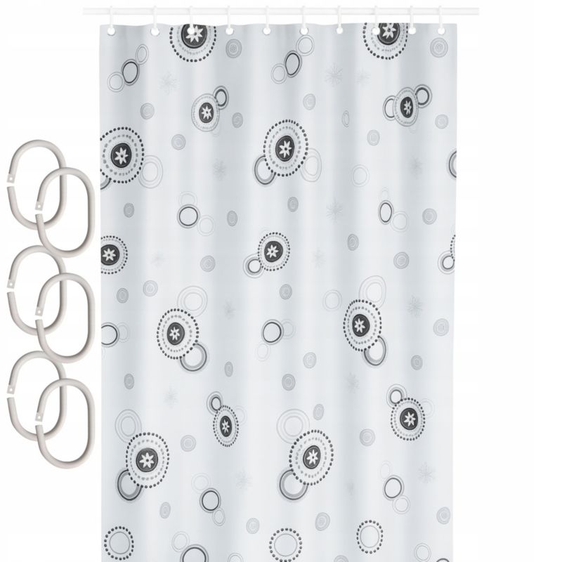 Zasłona prysznicowa Estiva tekstylna 120x200 wzór gwiazdki grafitowe 1 szt.