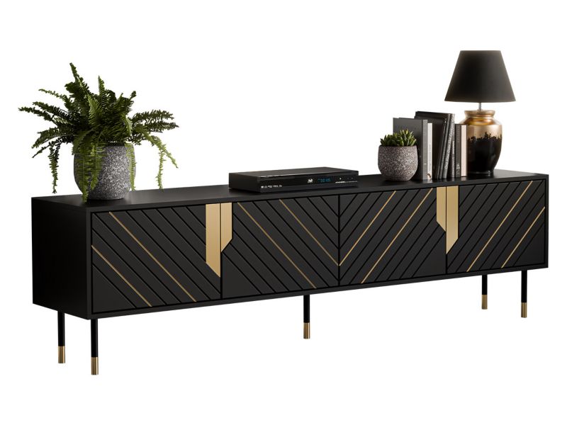 Szafka RTV MIRJAN 24 Mountain 200 4D czarny/złoty 1 szt.