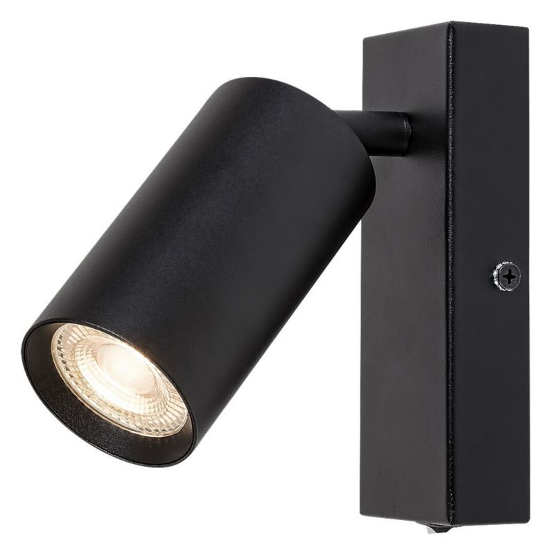 Kinkiet ścienny Rabalux Solo czarny z włącznikiem styl nowoczesny 1 x GU10 x 25W IP20 wym: 15 x 6 x 13 cm - 1 szt.