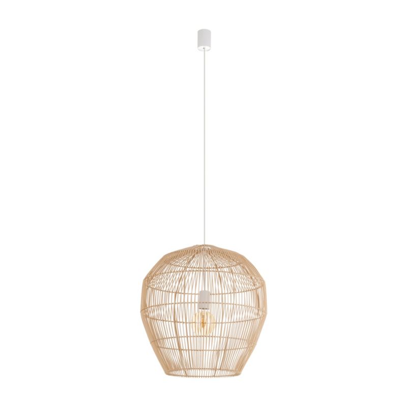 Lampa wisząca Nowodvorski Lighting Haiti M naturalne drewno-biała wym: 160 x 50 x 50 cm 1xE27 x 25W 1 szt.