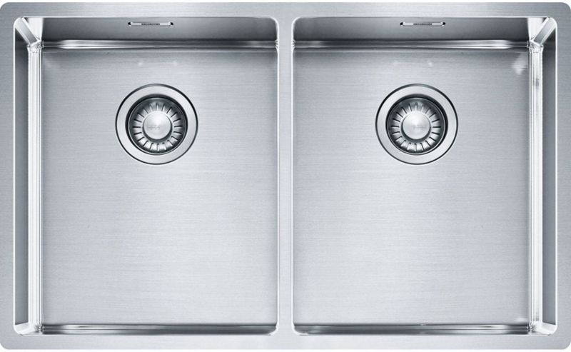 Zlewozmywak Franke Box 220/120 Stalowy 74x45cm 2-komorowy, ukryty przelew, Fast Fix, 1 szt.