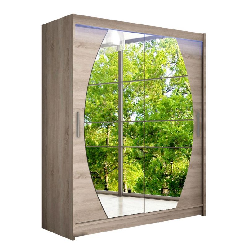 Szafa MIRJAN 24 z drzwiami przesuwnymi Presto VIII z oświetleniem RGB trufel/lustro 1 szt.