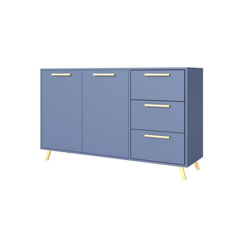 Komoda dwudrzwiowa z szufladami Bettso Ball ze złotymi uchwytami zgaszony błękit 1szt.