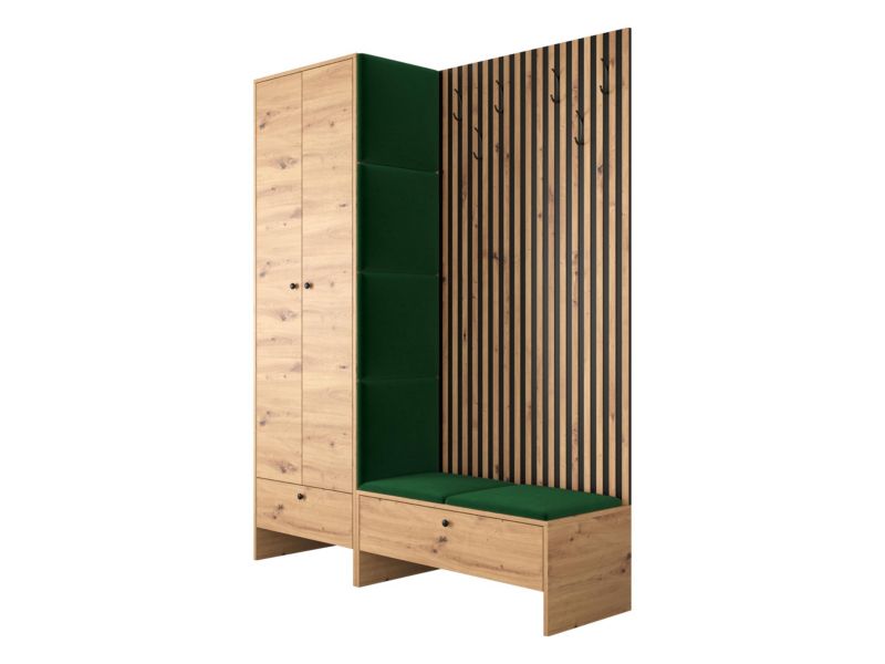 Garderoba MIRJAN 24 Balma III dąb artisan + butelkowa zieleń 1 kpl.