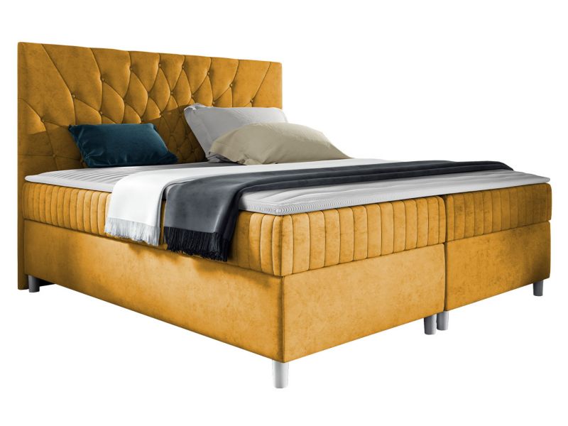 Łóżko kontynentalne MIRJAN 24 Prowansja 160x200 melonowy plusz 1 szt.