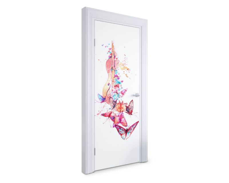 Naklejka samoprzylepna na drzwi Wallfluent 75x205 cm Muzyczne motyle 1 szt.