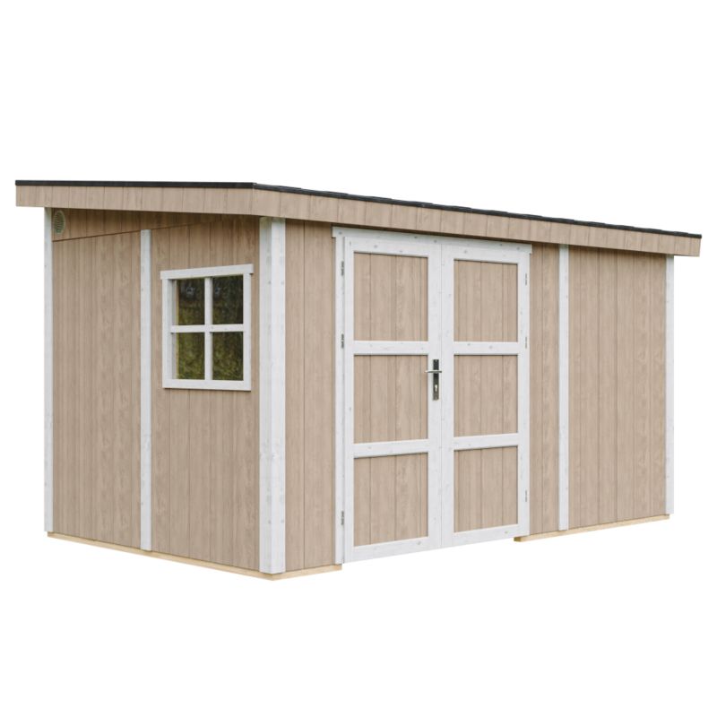 Domek ogrodowy TIMBELA M939B-TERRA BROWN 8,68 m² LP Smartside bez podłogi i ściany bocznej 1 szt.