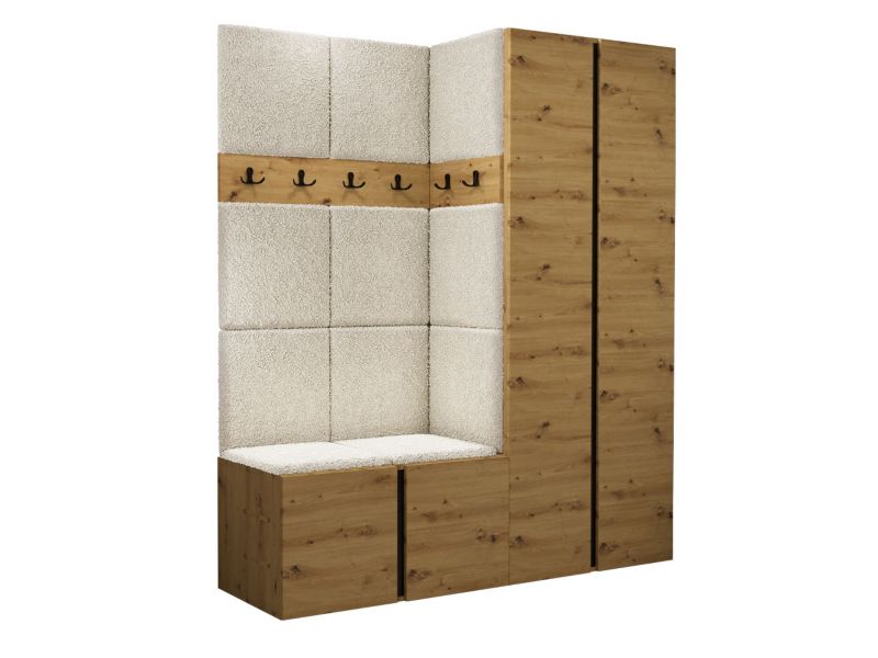 Garderoba MIRJAN 24 Orion III dąb artisan/czarny + beżowa bukla 1 kpl.