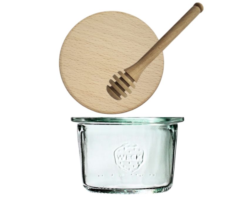 Słoik MODO24 Weck 80 ml fi 60 mold z drewnianym wiekiem i nabierakem 1 kpl.