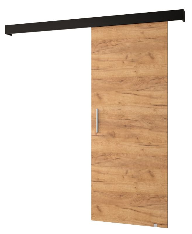 Drzwi przesuwne naścienne Abiks SALWADOR I 70 dąb craft + czarny mat + srebrny 1 szt.
