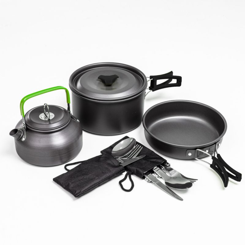 Zestaw garnków Be-active.pl naczynia turystycznych na kemping piknik czarny 1 zestaw