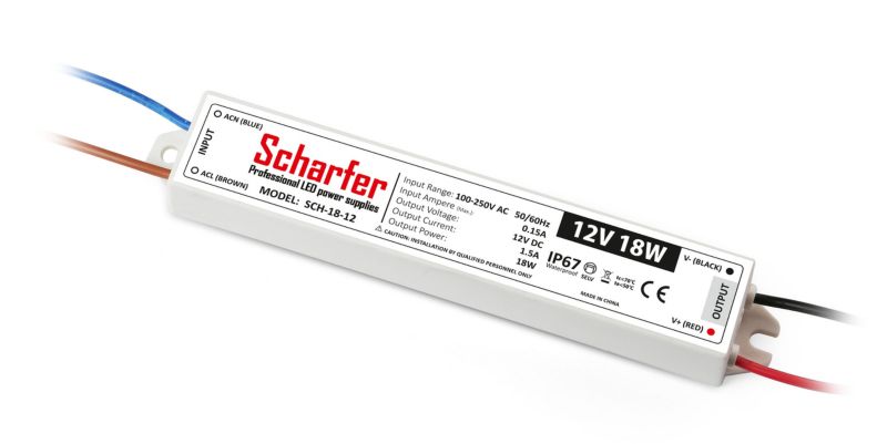 Zasilacz hermetyczny SCHARFER 18W 12V IP67 1.5A uniwersalny SCH-18-12 1 szt.