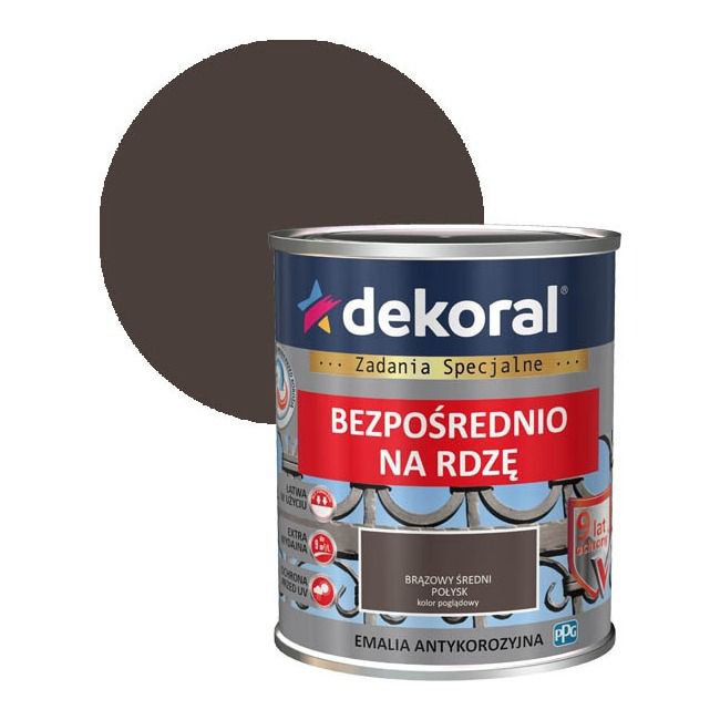 Emalia antykorozyjna Dekoral brąz średni połysk 0,65 l