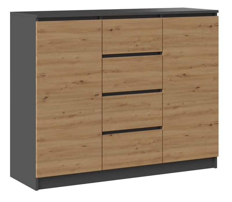 Komoda Topeshop 2D4S 120 - Antracyt / Dąb Artisan Szafka 40x120x97 cm 1 szt.