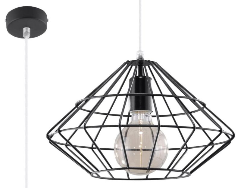 Lampa sufitowa wisząca Sollux Lighting Umberto 7935 czarna szerokość 33 cm 1xE27 x 60W 1 szt.