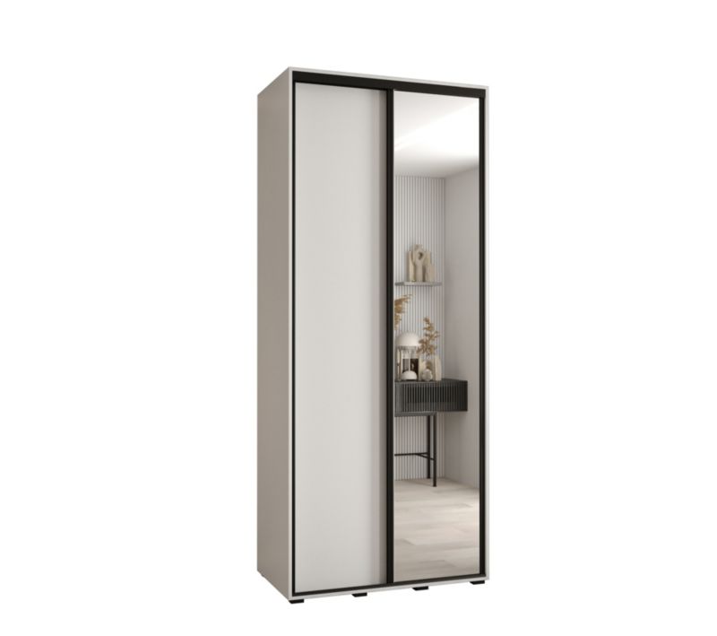 Szafa przesuwna Abiks DAVOS 3 wysoka szer.100cm gł.45cm biały/biały/czarny 1szt.