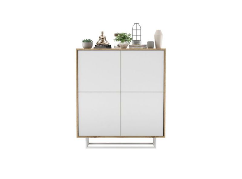 Komoda Meble Lindner NILA 4D 113 dąb wotan/biała mat 1 szt.