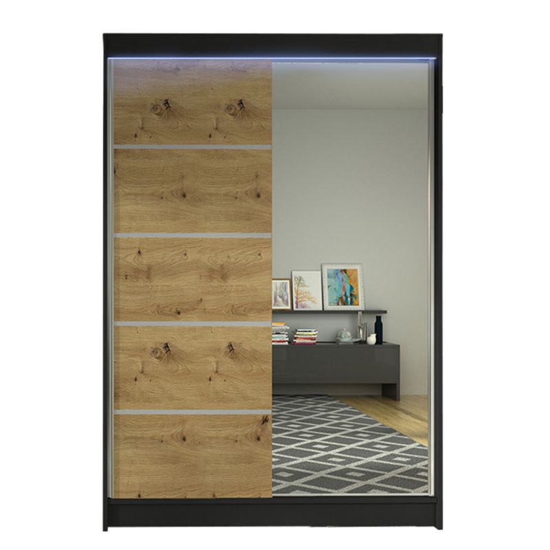 Szafa MIRJAN 24 z drzwiami przesuwnymi Lino III z oświetleniem RGB czarny/dąb artisan 1 szt.