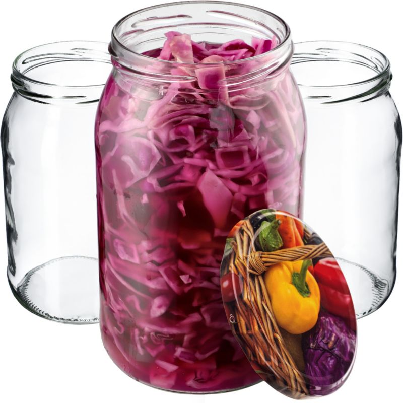 Słoiki KADAX na przetwory 900ml 82mm + wieczka "Papryka" 24 szt.