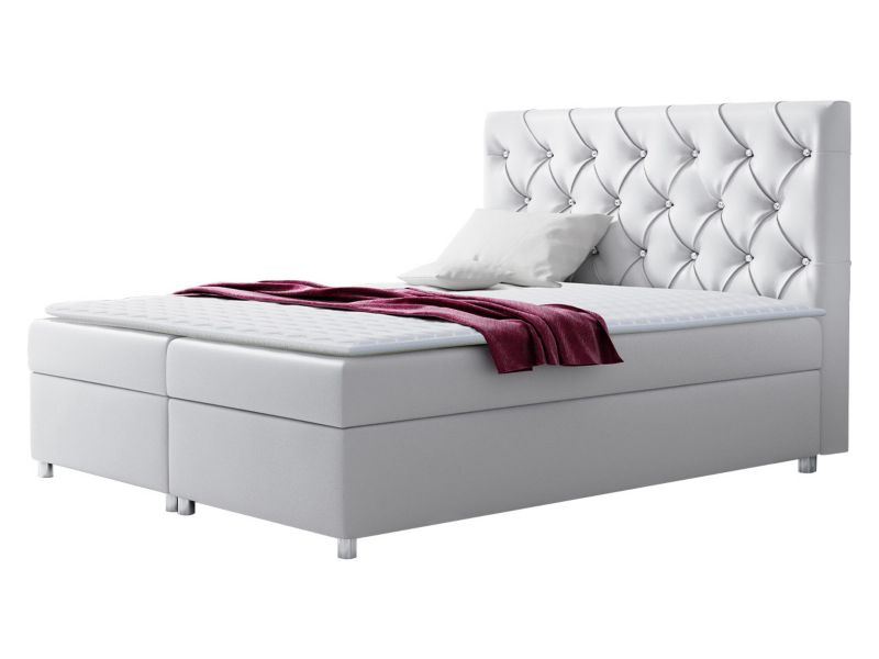 Łóżko kontynentalne MIRJAN 24 Roma 140x200 biała ekoskóra 1 szt.