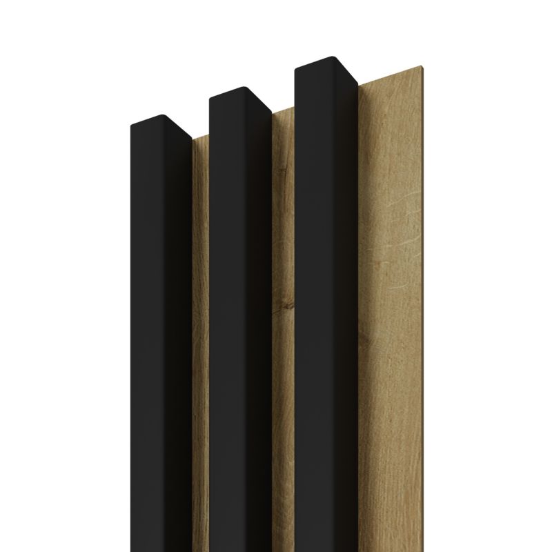 Lamel ścienny Stegu Linea Slim 265 x 15 cm Panel czarny / dąb 3 elementy - 1szt.