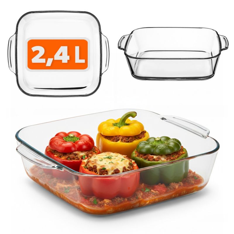 Naczynie Żaroodporne KADAX 2,4L małe Do Zapiekania Piekarnika Kwadratowe 25cm 1szt.