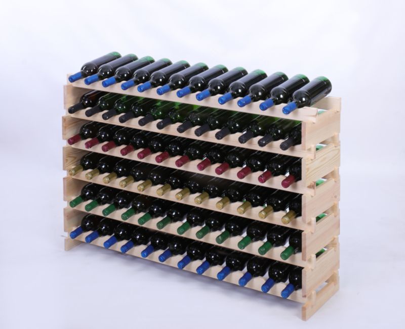 Stojak na wino MODO24 regał modułowy na butelki 6 leżni x 12 butelek montaż bez narzędzi naturalne drewno 1 szt.