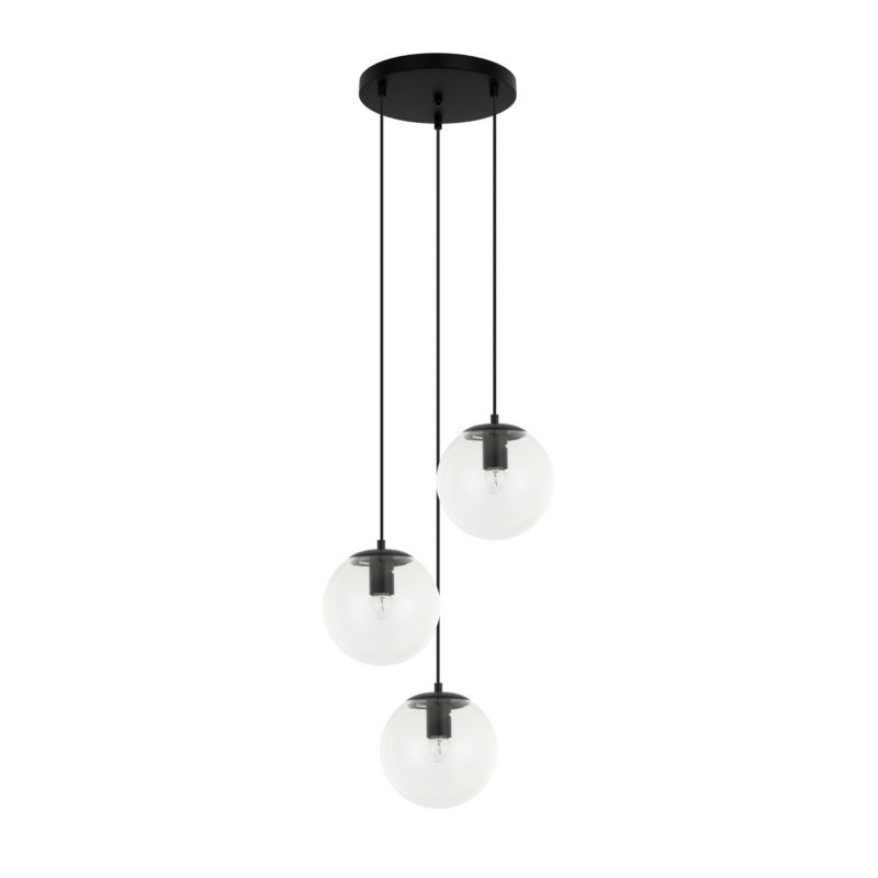 Lampa wisząca Italux Sarpo 4414 czarno-przezroczysty dekoracyjna 3xE27 x 1 szt.