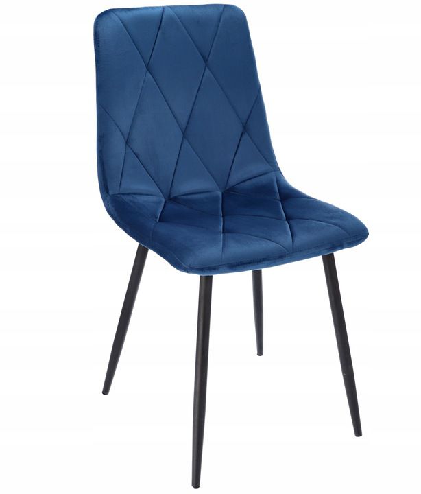 Krzesło welurowe JUMI tapicerowane granatowe do jadalni salonu kuchenne wygodne 1 szt.
