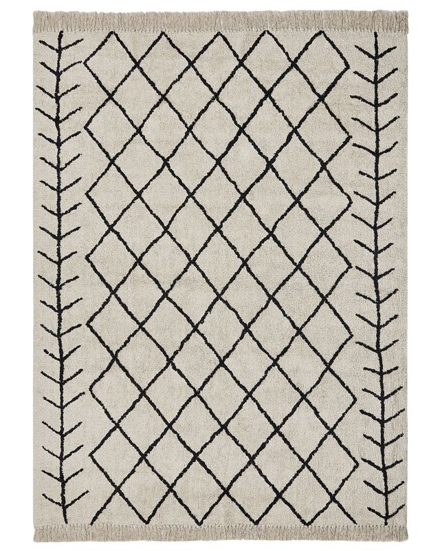 Dywan bawełniany 160 x 230 cm beżowy z czarnym Bozkir 1 szt.