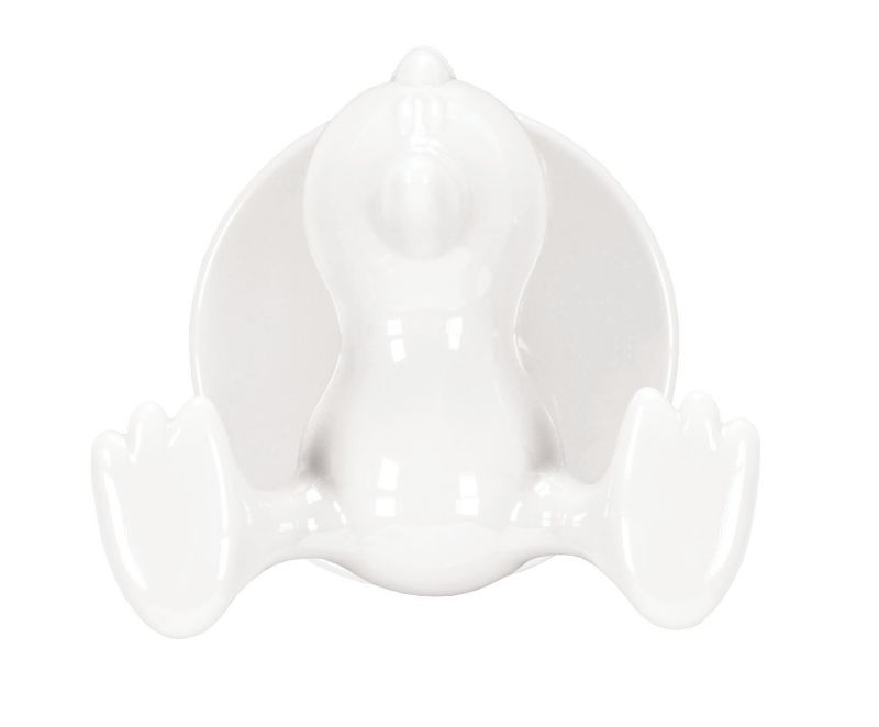 Wieszak podwójny na ręczniki Kleine Wolke Jolly Hooks biały ABS, montaż na przyssawkę, 1 szt.