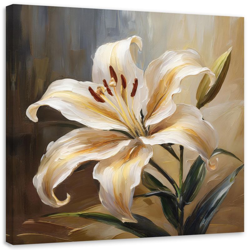 Obraz do salonu sypialni Feeby Lilia Kwiat Malowany 60x60 cm 1szt