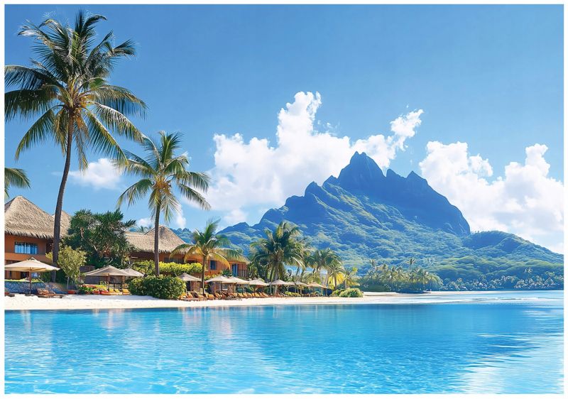 Fototapeta Plaża Morze 3D Palmy WALLARENA 250x175 cm Tapeta Do Sypialni Salonu Na Flizelinie 1 szt.