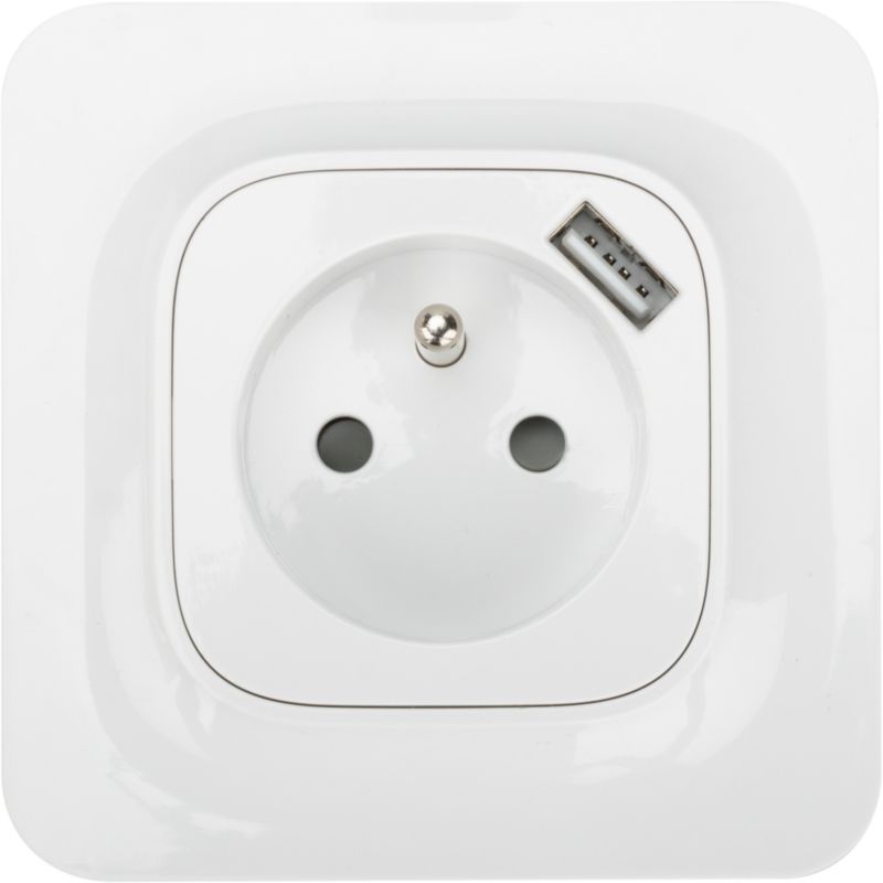 Gniazdo pojedyncze Jacobsen Kennet USB A z uziemieniem białe