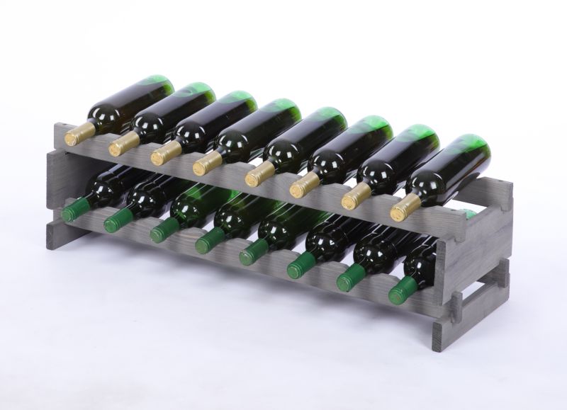 Stojak na wino MODO24 regał modułowy na butelki 2 leżnie x 8 butelek montaż bez narzędzi impregnacja szara 1 szt.