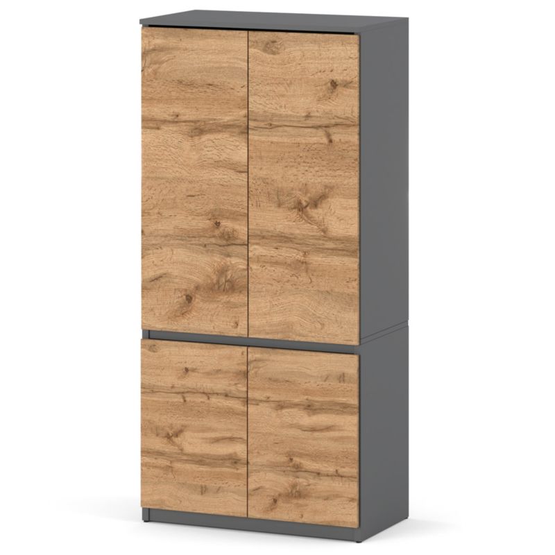 Szafa Hurtownia-Mebli 4 Drzwi Posti 80cm Szary Mat Dąb Wotan 80x50x180 cm 1szt.