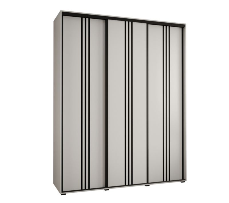 Szafa przesuwna Abiks DAVOS 6 wysoka szer.200cm gł.45cm biały/biały/czarny 1szt.