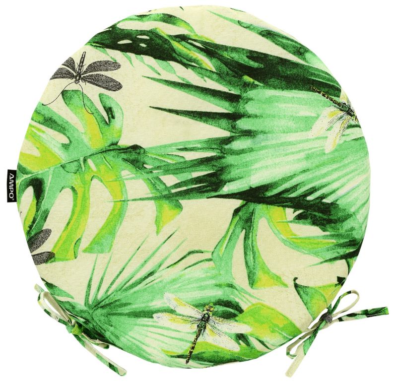 Poduszka na krzesło okrągłe poduszka okrągła AMPO zielony beżowy 1 szt.