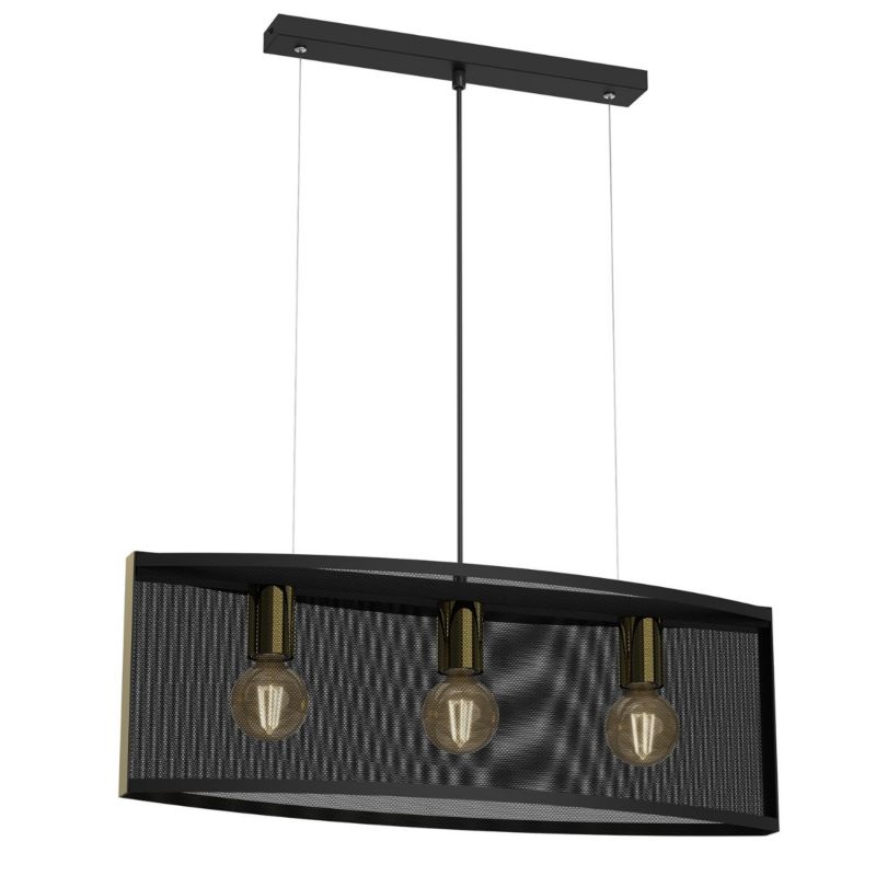 Lampa wisząca Luminex Kaga czarny matowa-złoty połysk wym: 100 x 66 x 17 cm 3xE27 x 15W 1 szt.