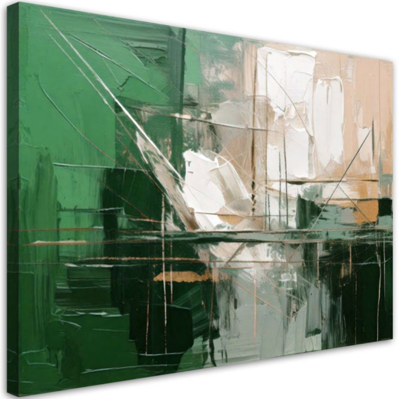 Abstrakcyjny nowoczesny obraz do salonu Feeby Zielono beżowy 100x70cm 1szt